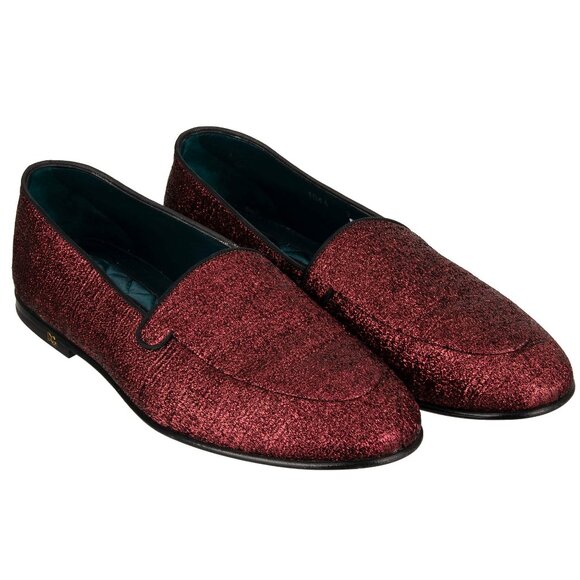 Dolce & Gabbana - DG Logo Lurex Glitter Loafer YOUNG POPE Bordeaux 43 UK 9 US 10 - Picture 1 of 5